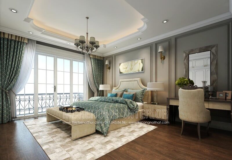 Giường ngủ biệt thự tân cổ điển Giường ngủ biệt thự tân cổ điển