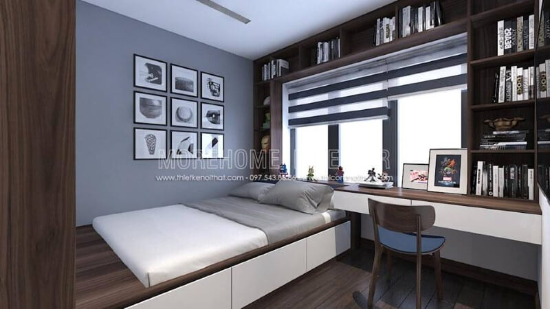 Ánh sáng được tận dụng tối đa giúp phòng trẻ luôn được thông thoáng. Thiết kế chung cư