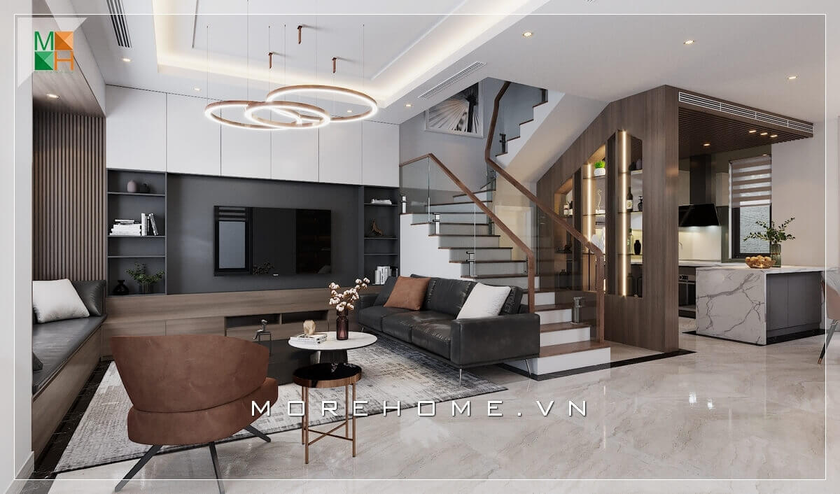 Thiết kế nội thất phòng khách liền bếp đẹp cho biệt thự, nhà phố, căn hộ cao cấp. Thiết kế nội thất biệt thự