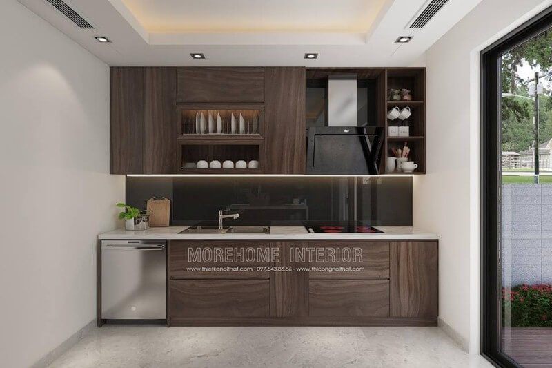 Bố trí nội thất phòng bếp hiện đại đẹp có máy rửa bát cho nhà phố, chung cư, biệt thự.