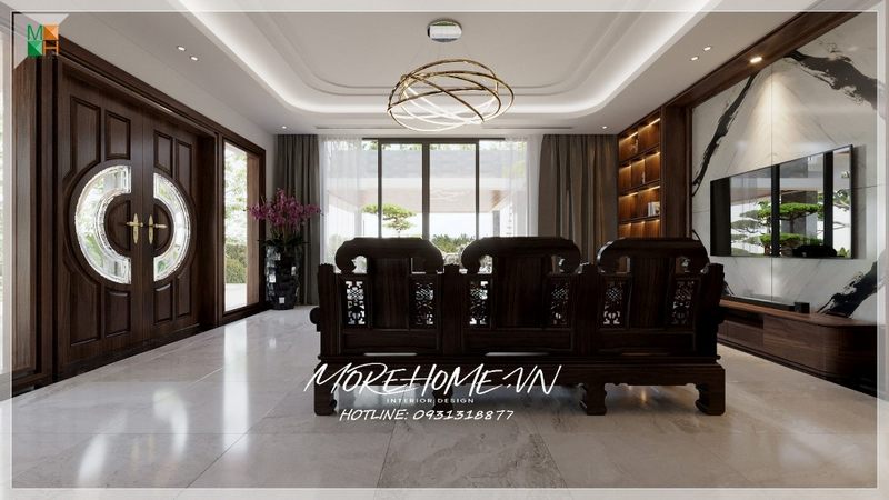 Cửa chính 2 cánh gỗ tự nhiên hiện đại trang trí tô điểm thẩm mỹ cho không gian