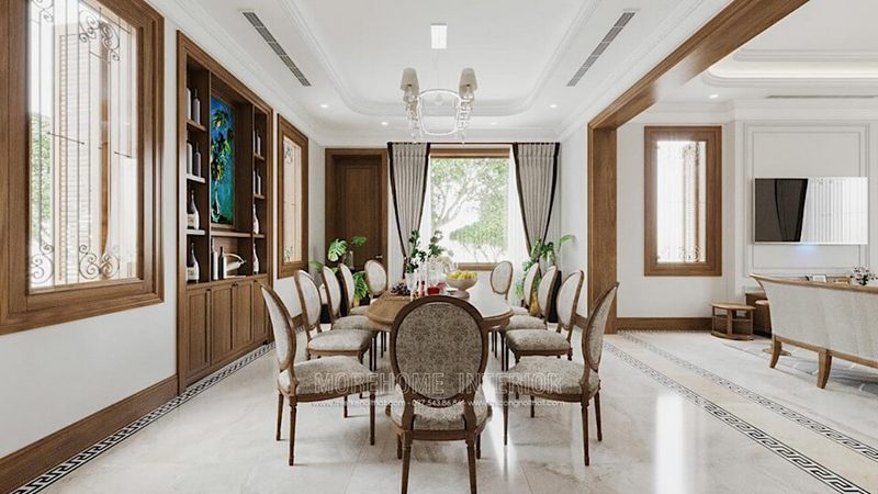 Mẫu bàn ghế ăn có phong cách Á Đông hiện đại và đẹp mắt.