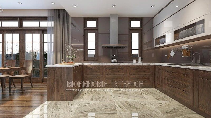 Morehome được đánh giá cao về chất lượng và dịch vụ cung cấp tủ bếp gỗ óc chó tại Hà Nội.